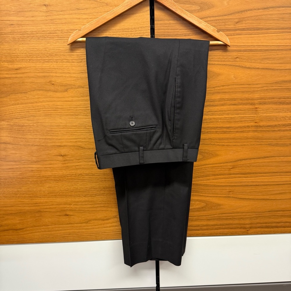 Ralph Lauren Black Dress Pants Flat Front Wool Blend